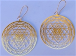 Shree Yantra Cut out 18k Gold Plated 2" Earrings