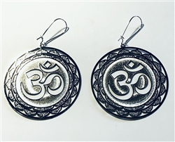 ER-205-S OM Silver plated 2" earrings