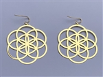 Seed Of Life 18k Gold Plated 2" Earrings