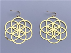 Seed Of Life 18k Gold Plated 2" Earrings