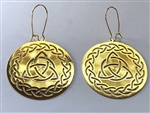 ER-215 Celtic Triquetra 18k Gold plated 2" earrings
