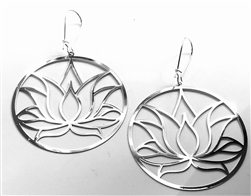 ER-220-S Lotus Silver Plated 2" Earrings