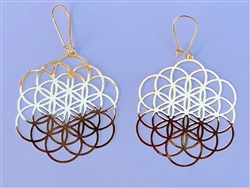 ER-221 Expanded Flower of Life 18k Gold Plated 2" Earrings