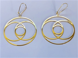 ER-224 Vesica Piscis 18k Gold plated 2" earrings