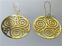 ER-228 Triskelion 18k Gold plated 2" earrings