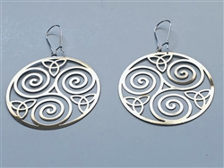 ER-228-S Triskelion Silver Plated 2" Earrings