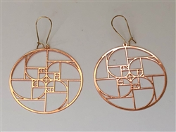 ER-231-COP copper plated Quadruple golden Ratio 2" earrings