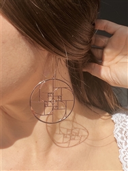 ER-231-S silver plated Quadruple golden Ratio 2" earrings