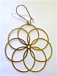 ER-232 7 Petaled Seed of Life 2" Earring gold plated.