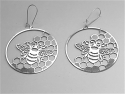 ER-234-S silver plated Honeycomb 2" earrings