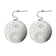 ER-25-S Yin Yang Silver Plated 30 mm Earrings