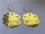 ER-258 Om Mani Padme Hum  Gold plated 2" earrings