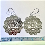 ER-266-S Metatron Hearts Silver Plated 2" Earrings