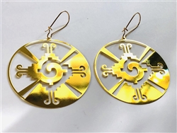 ER-267 Hunab Ku 18k Gold Plated 2" Earrings