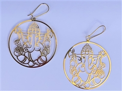 ER-268 Ganesh 18k Gold Plated 2" Earrings