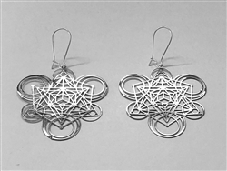 ER-275-S Tetrahedra cube Silver plated 2" Earrings