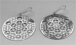 ER-298-S Metatron Flower of Life Silver plated 2" earrings