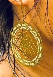 ER-303 Shree Yantra 18k Gold plated 3" earrings