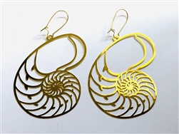 ER-307 Nautilus 18k Gold plated 3" earrings