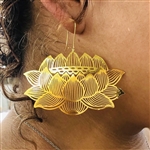 Lotus Oval detail 18k Gold Plated 3" Earrings