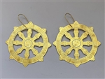 ER-311 Wheel of Dharma 18k Gold plated 3" earrings