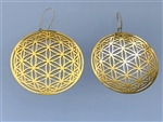 3D Flower of Life 18k Gold Plated 3 inches Earring