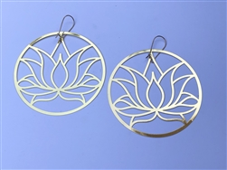 Lotus Round 18k Gold Plated 3" Earrings