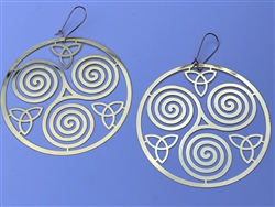 Triskelion 18k Gold Plated 3 inches (72mm) Earrings