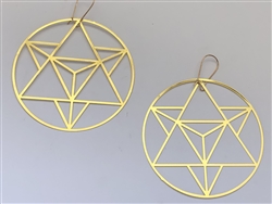 ER-329 Merkaba 18k Gold plated 3" earrings