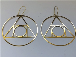ER-330 Philosopher's Stone Gold plated 3" earrings