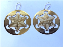 ER-368 Star Tetrahedra 18k Gold plated 3" earrings
