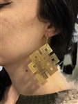ER-391 Endless Knot 18k Gold plated 3" earrings