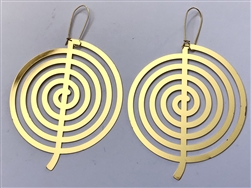ER-399 Glyph 18k Gold plated 3" earrings