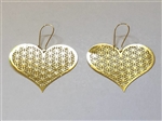 Gold Plated Heart Flower of Life Earrings 30mm