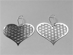 ER-72-S Heart Flower of Life silver Plated 30mm Earrings