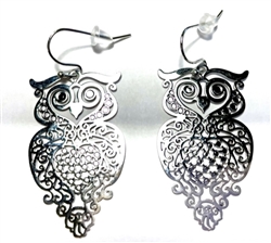 Silver Plated Wise Owl Earrings 40mm