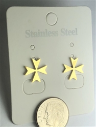 ER-GMC11 Gold Plated Stainless Steel Maltese Cross Earrings