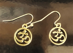 Small Gold Plated round OM earrings