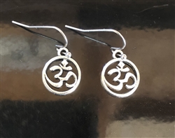 Small Silver  Plated round OM earrings