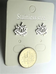 ER-SST12-LF Stainless Steel Lotus Flower Earrings