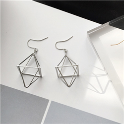 ER-WIRE-S Silver Diamond Wire Sacred  Geometry Earrings