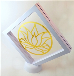 FFramed Lotus Flower 18K Gold Plated Healing Grid
