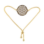 FOLB-G Adjustable Gold Plated Brass Flower of Life Bracelet