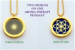 Torus Vortex/ Seed of Life Aroma Therapy Double Sided Pendant