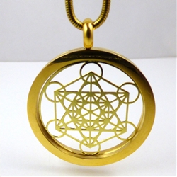 GGMETP-02 Gold Plated Stainless Steel Metatron Pendant with Chain