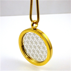 GSFOLP-11 Gold Plated Stainless Steel Flower Of Life Pendant with Chain