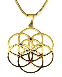 Gem5-gold Gem Studded Gold Seed of Life 5cm Pendant