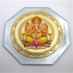 ganesh mirror with 18k gold plating and full color printing