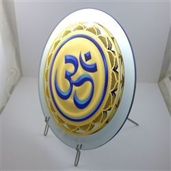 OM 18KT GOLD PLATED LASER CUT ORNAMENT WITH OIL PRINTED IMAGE