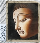 Buddha Head Original Oil Painting